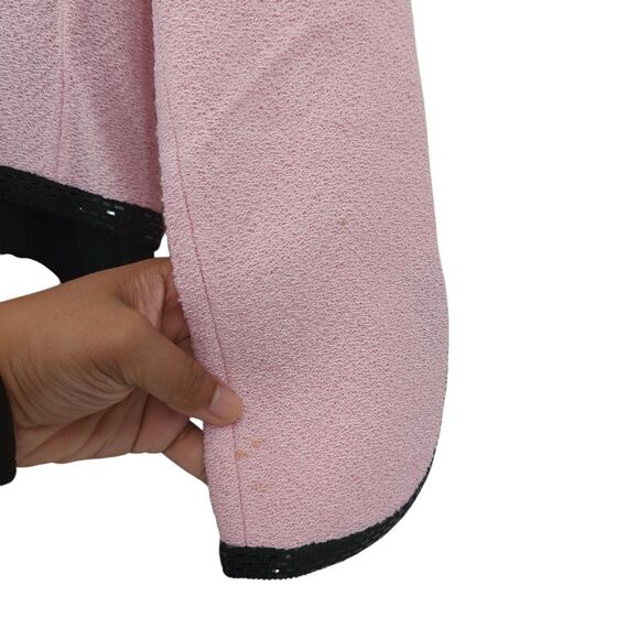 St John Women 2 Suit Set Pink Black Blazer Pants Santana Knit Pleated Paillettes - Picture 15 of 15